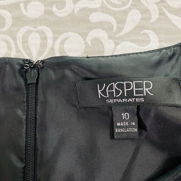 Kasper Separates Dress Women Size 10 Black Classic Sheath Slit Dark Academia - Picture 3 of 8